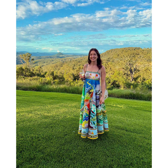 ALEMAIS Lucky Pace Shirred Linen Midi Sun Dress US 4 - Picture 8 of 11